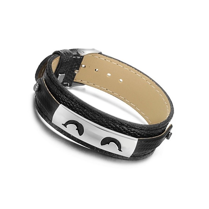 Zwarte Titanium Leren Armband, Goed Verkocht Over De Hele Wereld Zwarte Titanium Leren Armband, Goed Verkocht Over De Hele Wereld