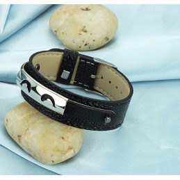 Zwarte Titanium Leren Armband, Goed Verkocht Over De Hele Wereld