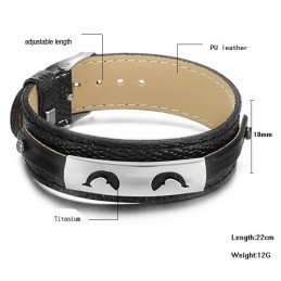 Zwarte Titanium Leren Armband, Goed Verkocht Over De Hele Wereld