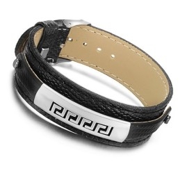 Superieure Kwaliteit Zwarte Titanium Leren Armband