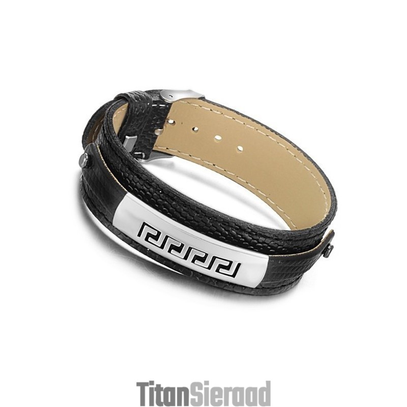 Superieure Kwaliteit Zwarte Titanium Leren Armband Superieure Kwaliteit Zwarte Titanium Leren Armband