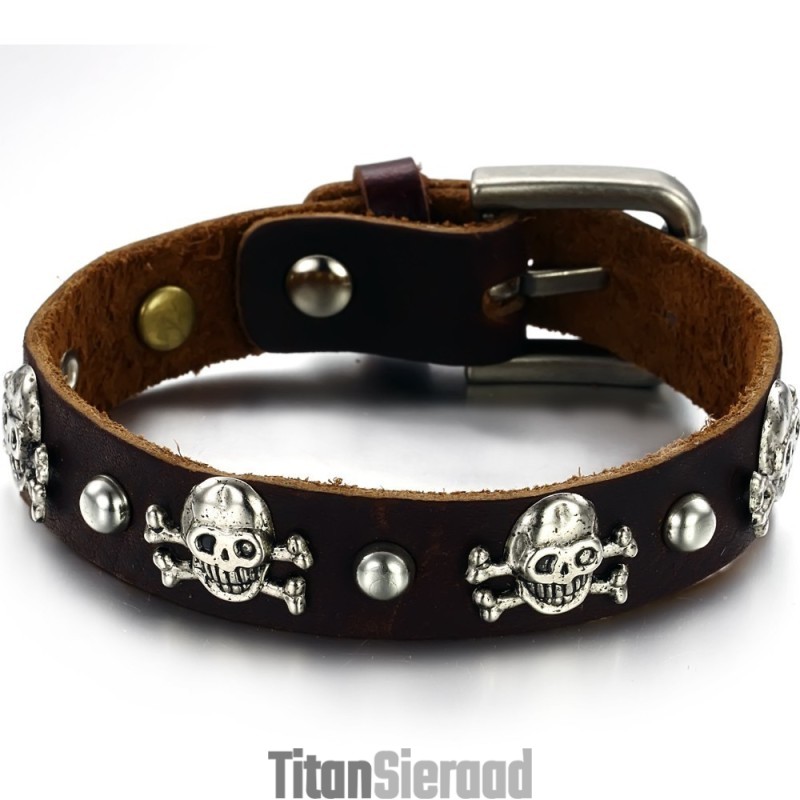 Stabiele Kwaliteit Heren Retro Titanium Leren Armband