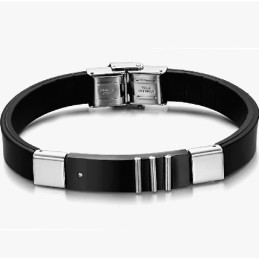 Duurzame Zwarte Titanium Leren Armband
