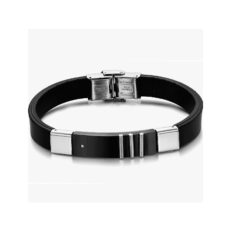 Duurzame Zwarte Titanium Leren Armband