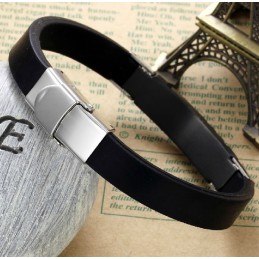 Duurzame Zwarte Titanium Leren Armband