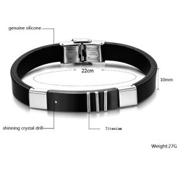 Duurzame Zwarte Titanium Leren Armband