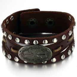 Kwaliteit En Kwantiteit Gegarandeerde Mannelijke Retro Titanium Leren Armband