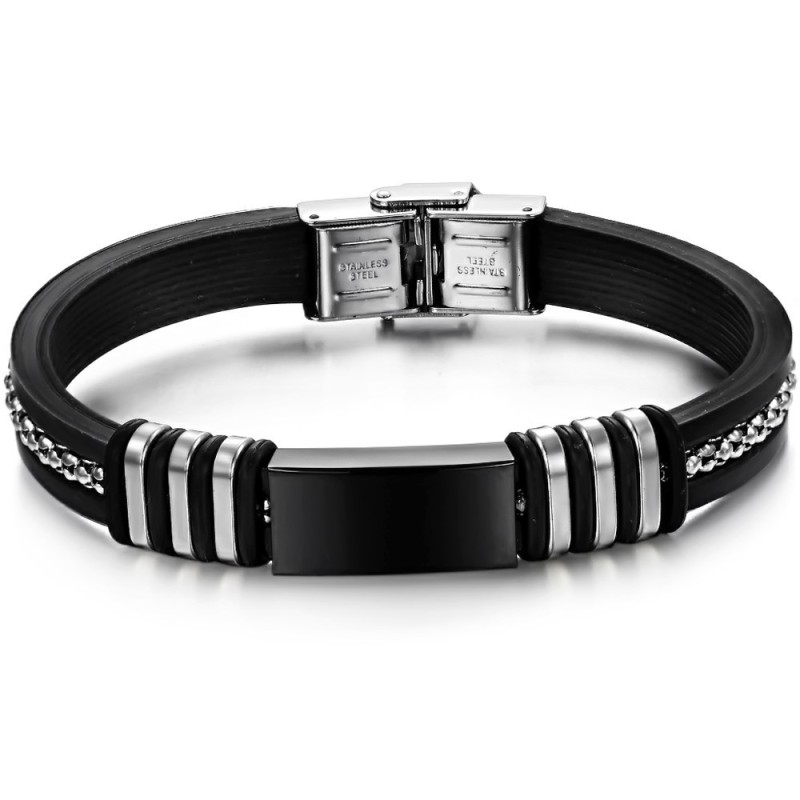 Duurzame Zwarte Titanium Siliconen Armband