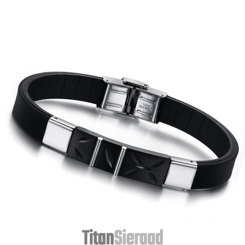 De Koningin Van De Kwaliteit Zwarte Titanium Siliconen Armband