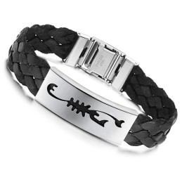 Gebruiksvriendelijke Mannelijke Schorpioen Titanium Leren Armband