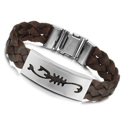 Gebruiksvriendelijke Mannelijke Schorpioen Titanium Leren Armband