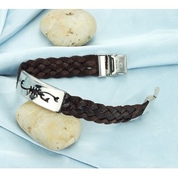 Gebruiksvriendelijke Mannelijke Schorpioen Titanium Leren Armband