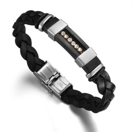 Betrouwbare Reputatie Heren Zwarte Titanium Leren Armband