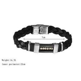 Betrouwbare Reputatie Heren Zwarte Titanium Leren Armband