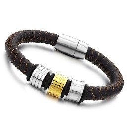 Kwaliteit En Kwantiteit Gegarandeerde Mannelijke Bruine Titanium Leren Armband