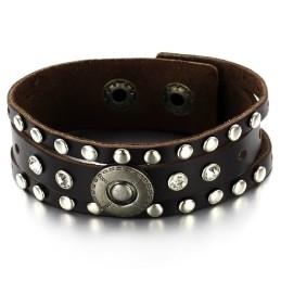 Uitstekende Kwaliteit Heren Retro Titanium Leren Armband