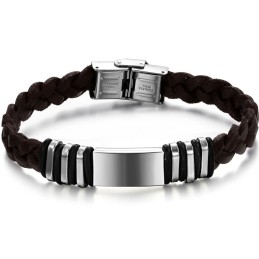 Betrouwbare Kwaliteit Bruine Titanium Leren Armband