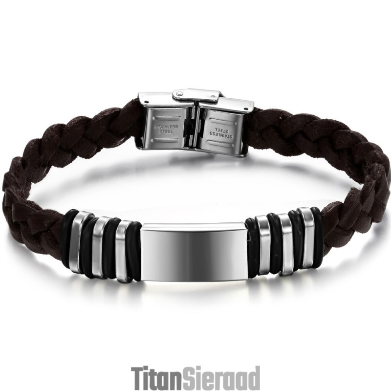 Betrouwbare Kwaliteit Bruine Titanium Leren Armband