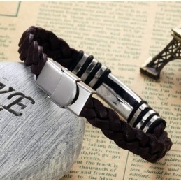 Betrouwbare Kwaliteit Bruine Titanium Leren Armband