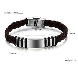 Betrouwbare Kwaliteit Bruine Titanium Leren Armband