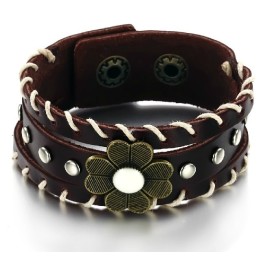 De Koning Van De Hoeveelheid Unisex Titanium Leren Armband