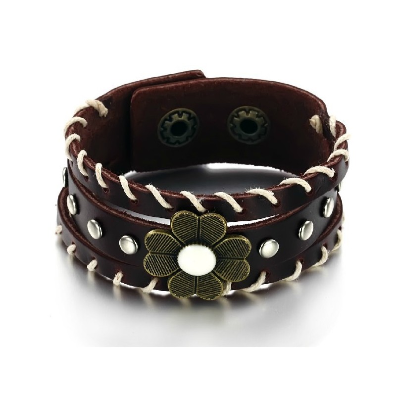 De Koning Van De Hoeveelheid Unisex Titanium Leren Armband