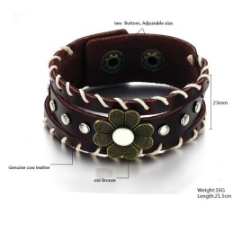 De Koning Van De Hoeveelheid Unisex Titanium Leren Armband