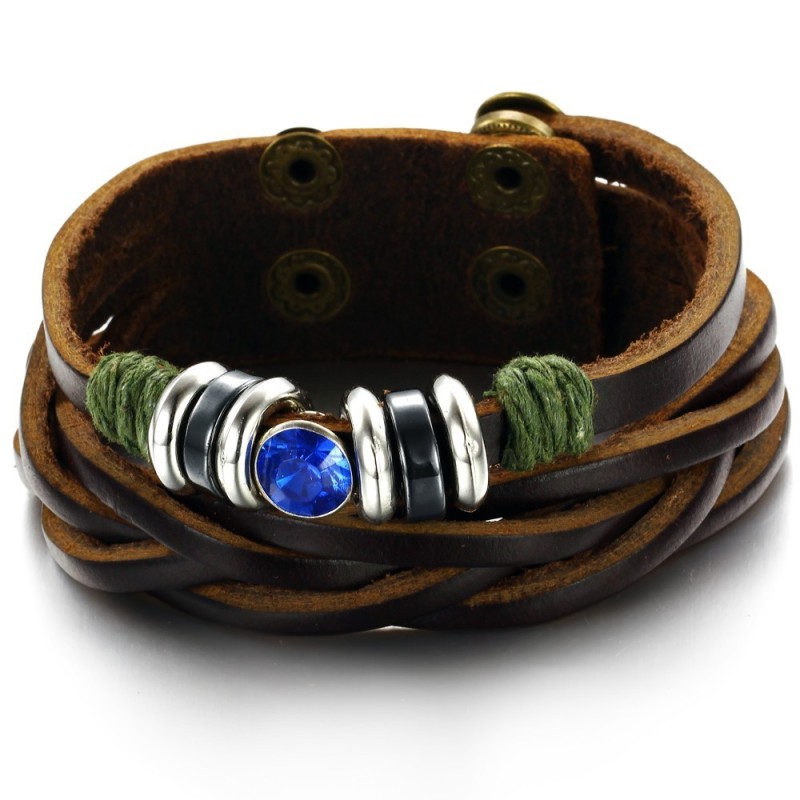 Compleet In Specificaties Titanium Leren Armband Met Strass Compleet In Specificaties Titanium Leren Armband Met Strass