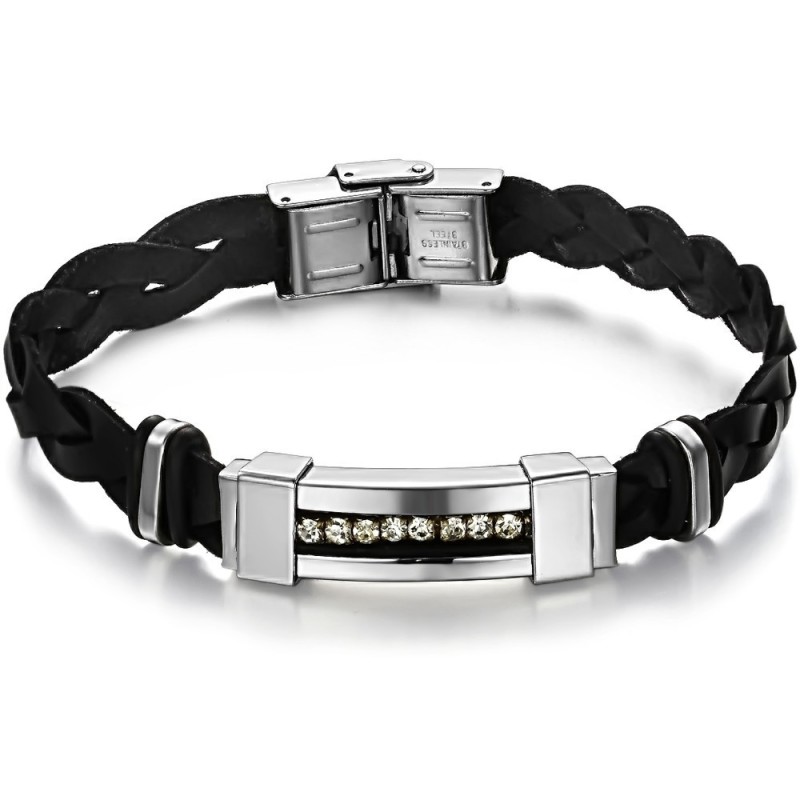 Goed Verkopende Titanium Leren Armband Met Strass Over De Hele Wereld Goed Verkopende Titanium Leren Armband Met Strass Over De Hele Wereld