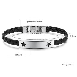 Betrouwbare Reputatie Vrouwelijke Stervormige Titanium Leren Armband