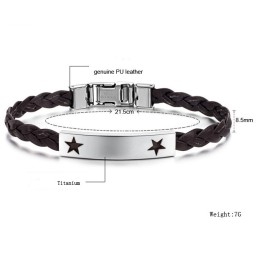 Betrouwbare Reputatie Vrouwelijke Stervormige Titanium Leren Armband
