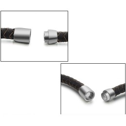 Uitstekende Kwaliteit Mannelijke Bruine Titanium Leren Armband