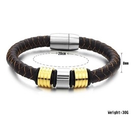 Uitstekende Kwaliteit Mannelijke Bruine Titanium Leren Armband
