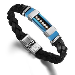 Brede Variaties Heren Titanium Leren Armband