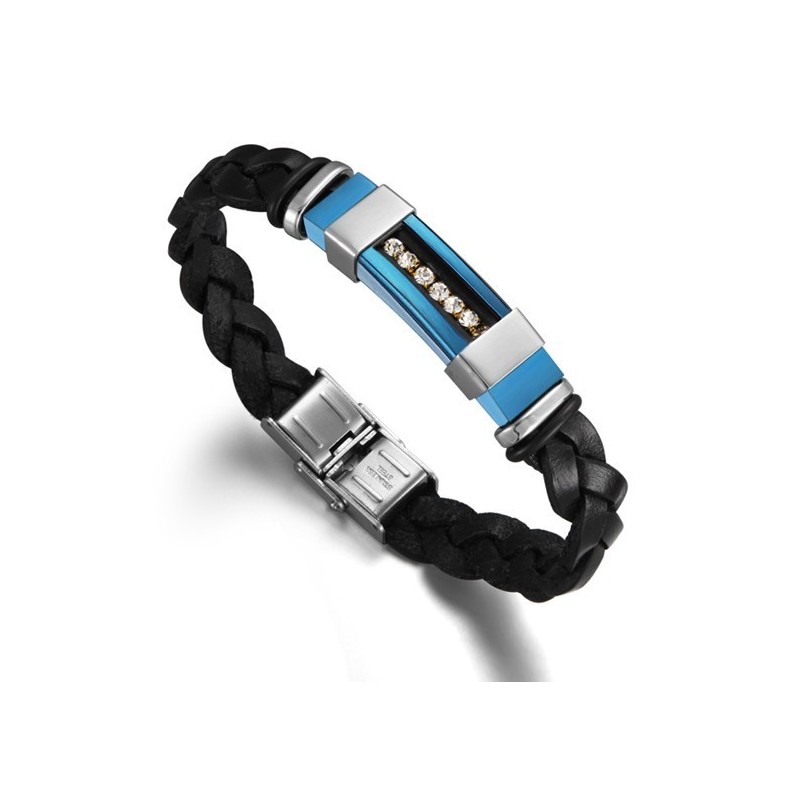 Brede Variaties Heren Titanium Leren Armband