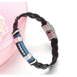 Brede Variaties Heren Titanium Leren Armband