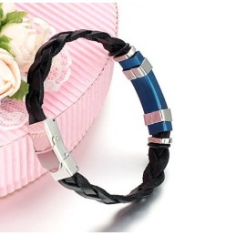 Brede Variaties Heren Titanium Leren Armband