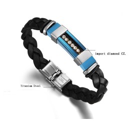 Brede Variaties Heren Titanium Leren Armband