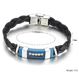 Brede Variaties Heren Titanium Leren Armband