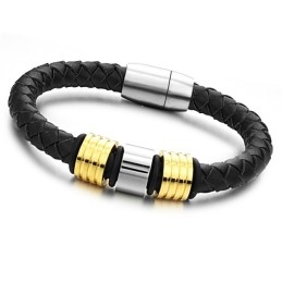 Superieure Kwaliteit Zwarte Titanium Leren Armband