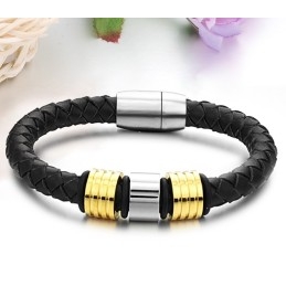 Superieure Kwaliteit Zwarte Titanium Leren Armband