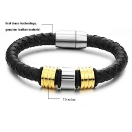 Superieure Kwaliteit Zwarte Titanium Leren Armband