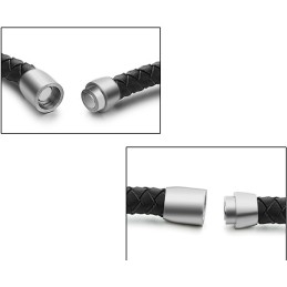 Superieure Kwaliteit Zwarte Titanium Leren Armband