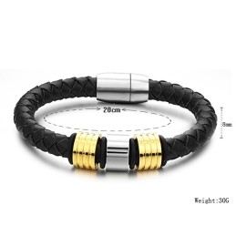 Superieure Kwaliteit Zwarte Titanium Leren Armband