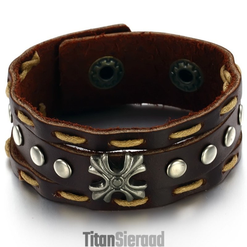 Om Te Genieten Van Een Hoge Reputatie In Binnen- En Buitenland Retro Titanium Leren Armband
