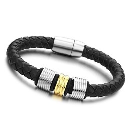 Brede Variaties Zwarte Titanium Leren Armband