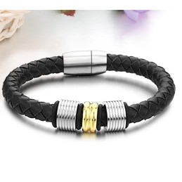 Brede Variaties Zwarte Titanium Leren Armband
