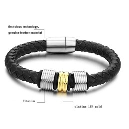 Brede Variaties Zwarte Titanium Leren Armband