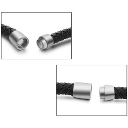 Brede Variaties Zwarte Titanium Leren Armband