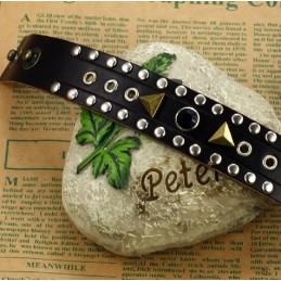 Hoogwaardige Retro Titanium Leren Armband Met Strass